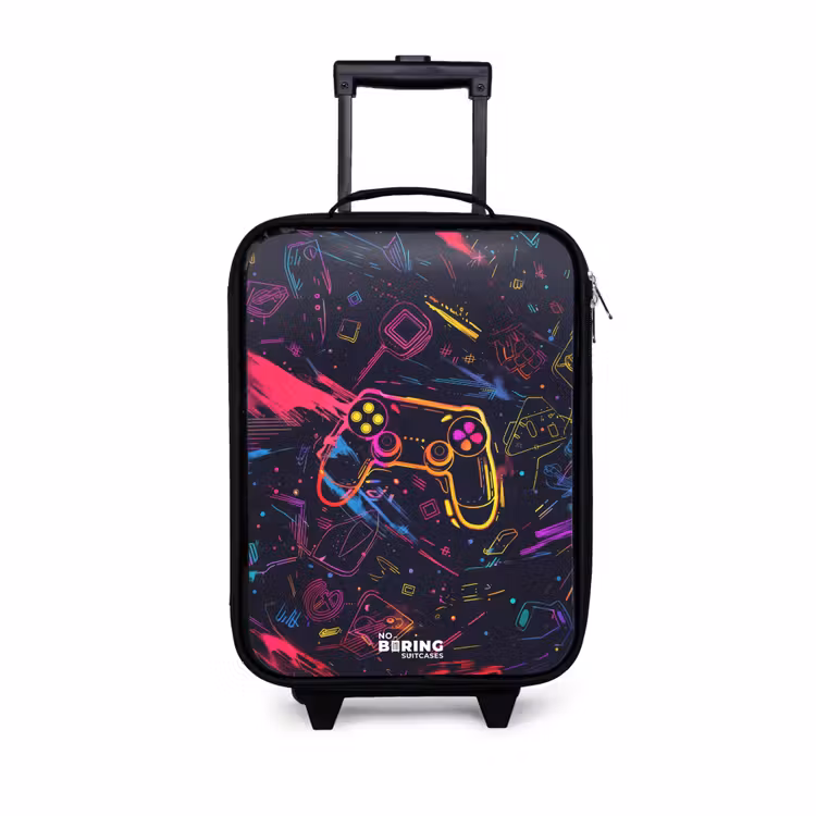 Gamerwereld in neonstijl Kinderkoffer - Zwart klein -3d