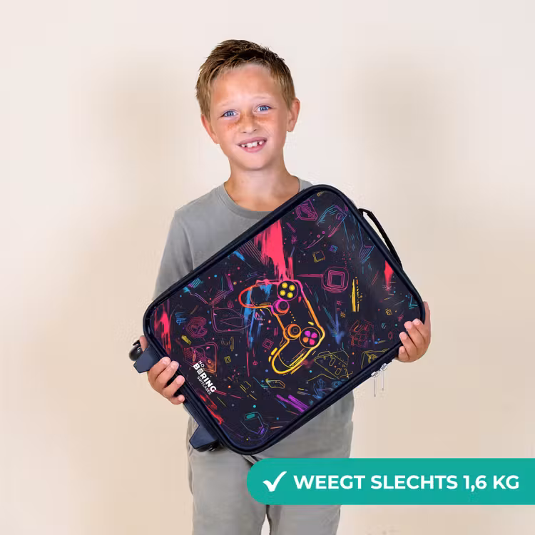 Gamerwereld in neonstijl Kinderkoffer - Zwart klein -sfeer4_NL