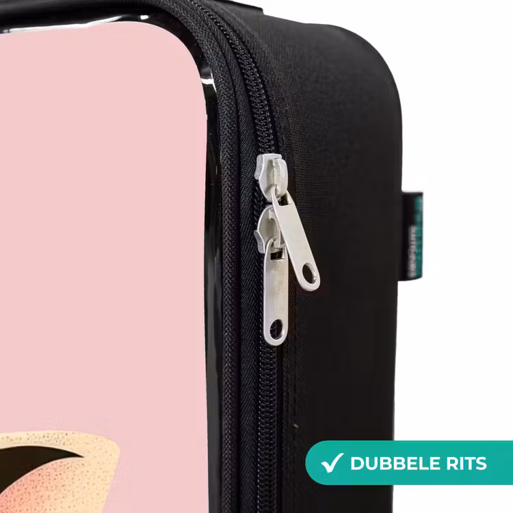 Giraffe - Wimpers - Minimalistisch - Roze Kinderkoffer - Zwart klein -rits_NL