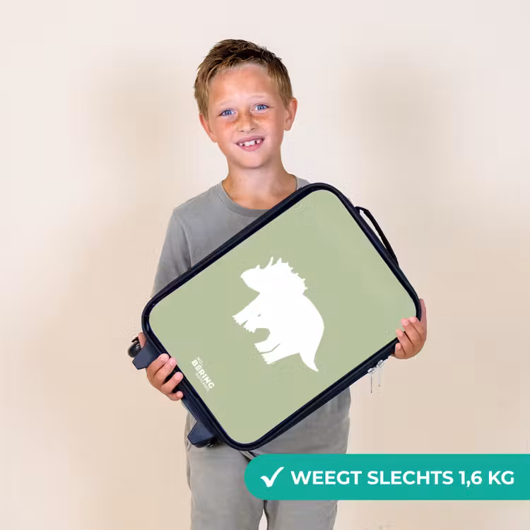 Groen met Triceratops dino Kinderkoffer - Zwart klein -sfeer4_NL