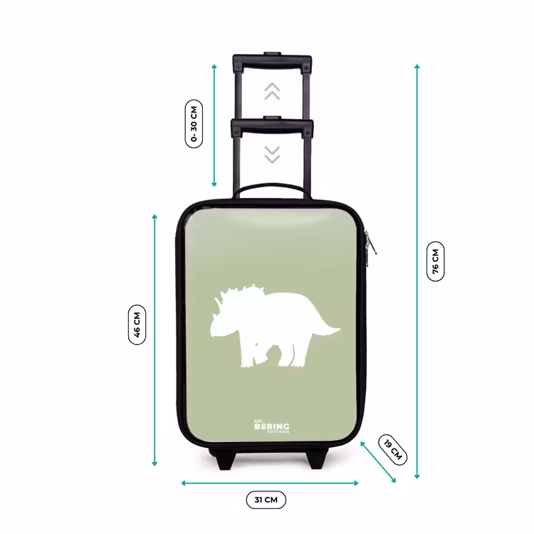 Groen met Triceratops dino Kinderkoffer - Zwart klein -productfoto_formaten