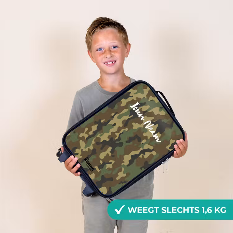 Groene camouflage met zandkleur Kinderkoffer - Zwart klein -sfeer4_NL