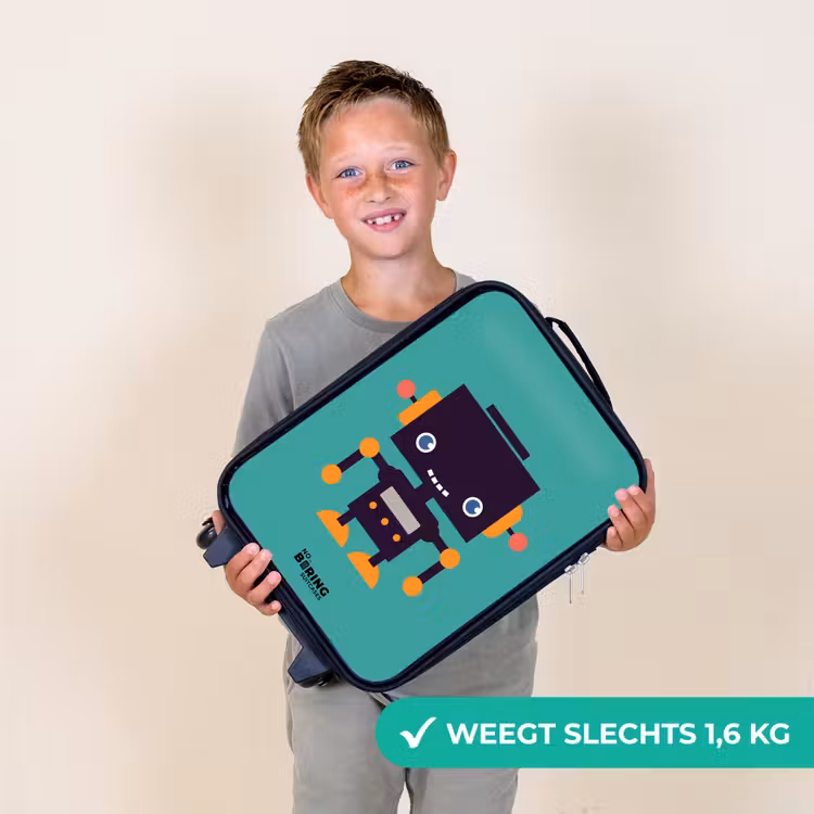 Groene robot Kinderkoffer - Zwart klein -sfeer4_NL