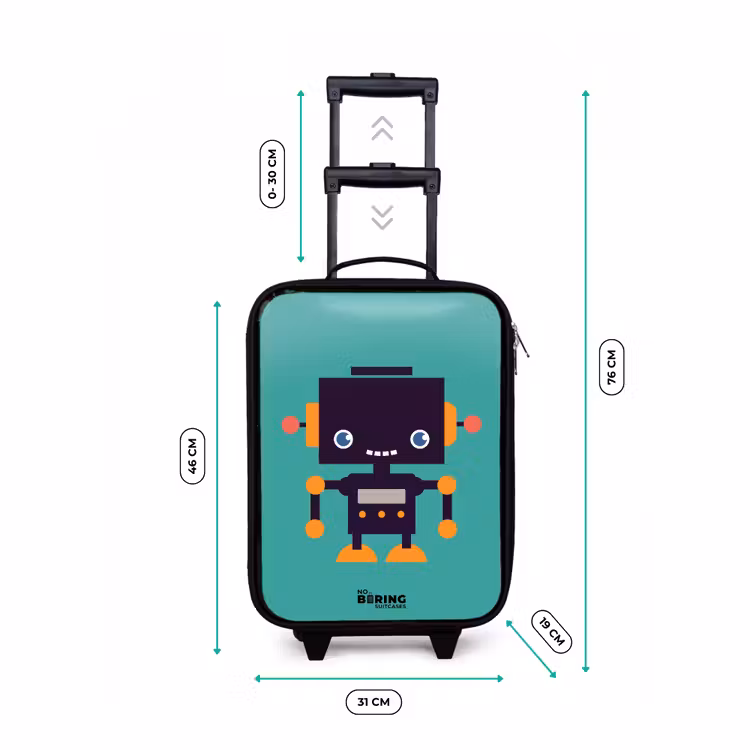 Groene robot Kinderkoffer - Zwart klein -productfoto_formaten
