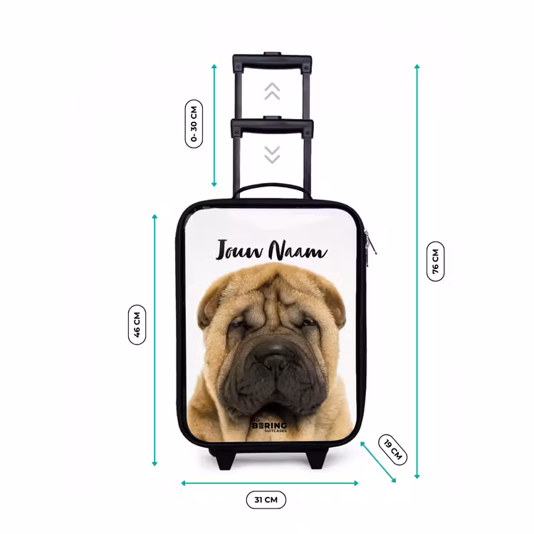 Hondje met Boos Hoofd Kinderkoffer - Zwart klein -productfoto_formaten