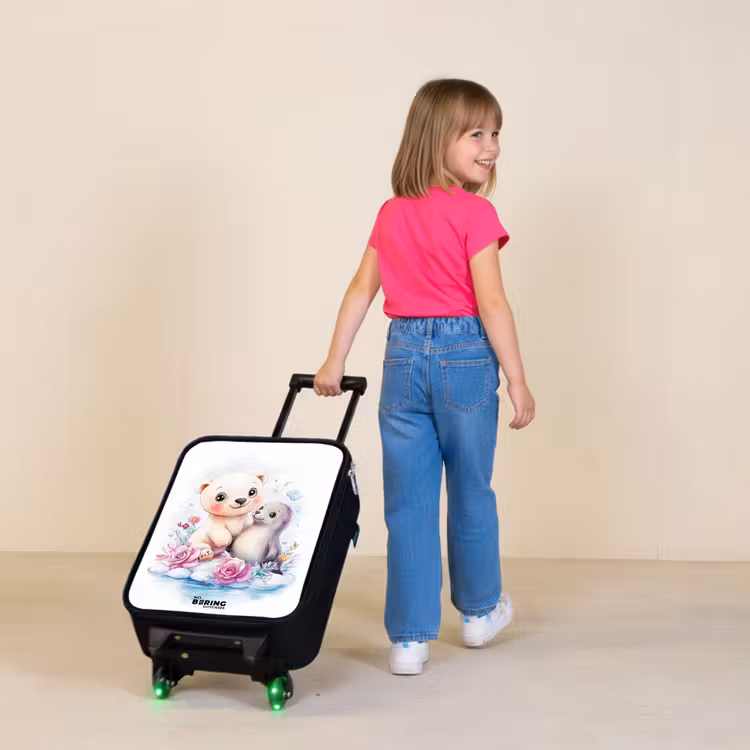 IJsbeer en zeehond op een ijsschots Kinderkoffer - Zwart klein -sfeer1