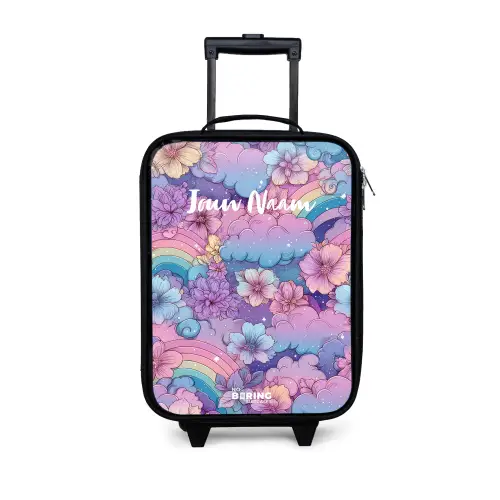 Illustratie van wolken, regenbogen en bloemen Kinderkoffer - Zwart klein -3d