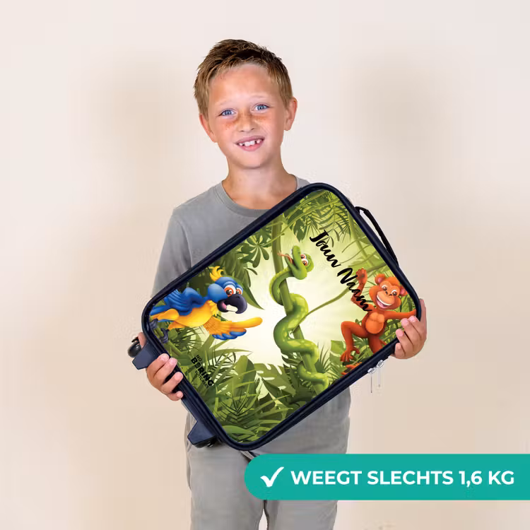 Jolige jungle Kinderkoffer - Zwart klein -sfeer4_NL