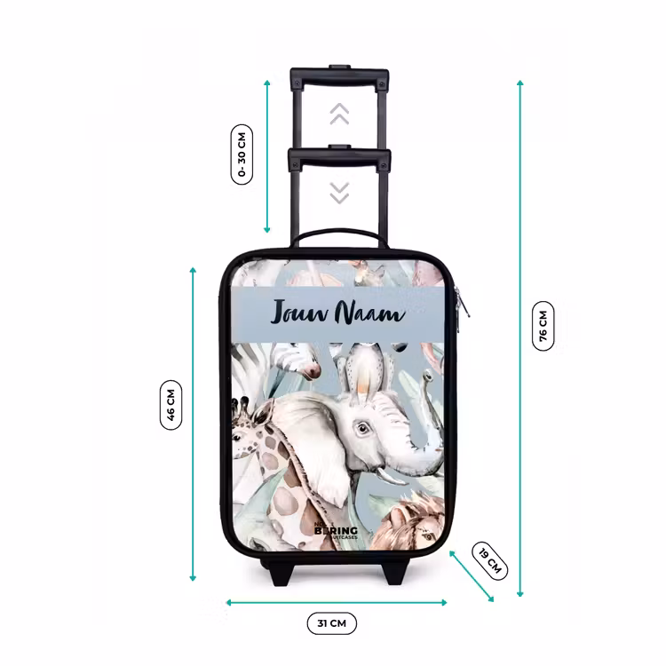 Jungle in Lichte Kleuren Kinderkoffer - Zwart klein -productfoto_formaten