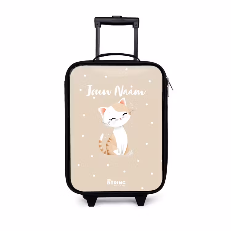 Kat omringd door beige stippen Kinderkoffer - Zwart klein -3d