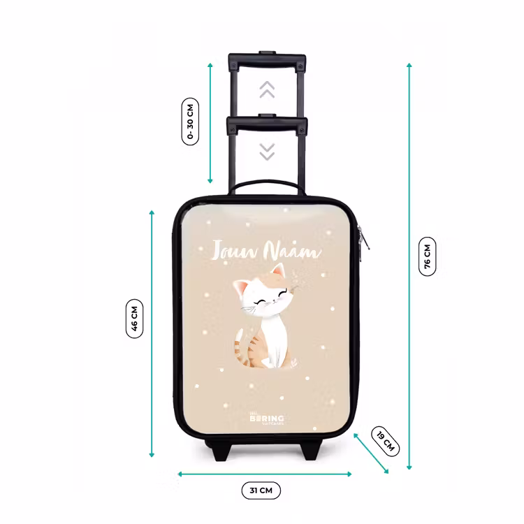 Kat omringd door beige stippen Kinderkoffer - Zwart klein -productfoto_formaten