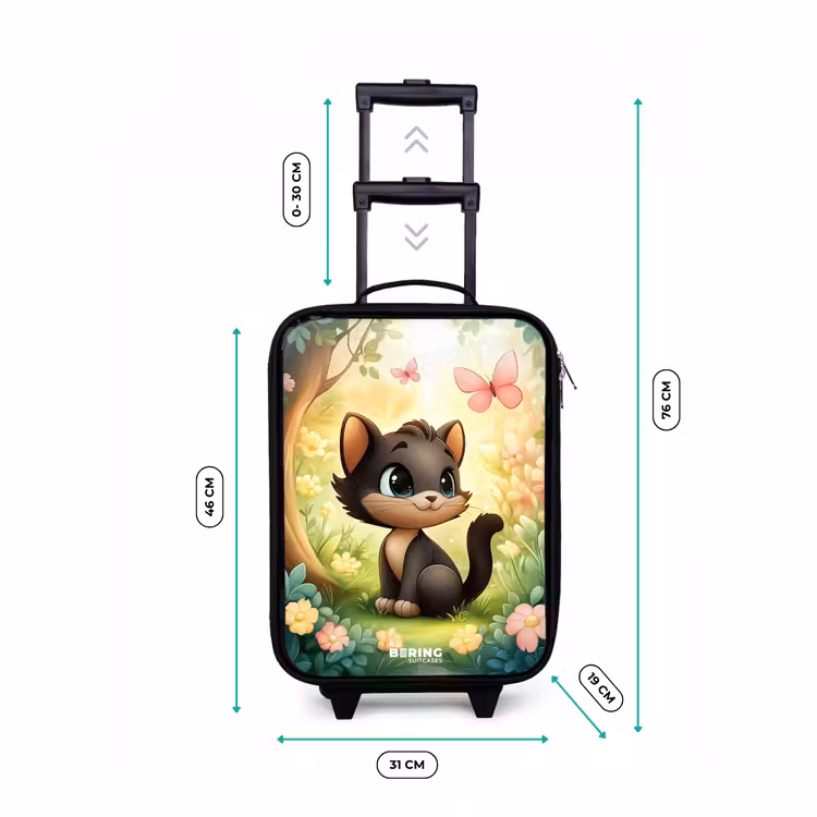 Kat - Vlinder - Bloemen Kinderkoffer - Zwart klein -productfoto_formaten