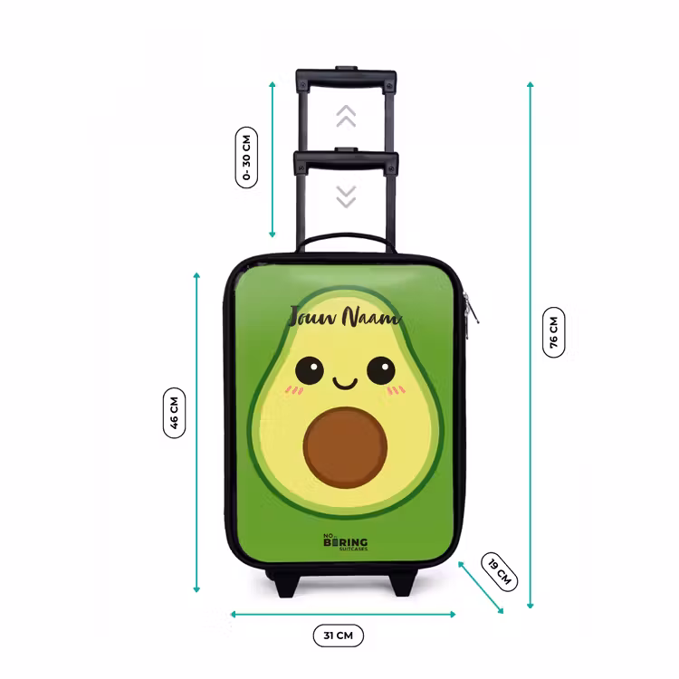 Kawai - Avocado - Groen Kinderkoffer - Zwart klein -productfoto_formaten