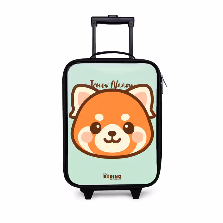Kawai - Rode panda - Groen Kinderkoffer - Zwart klein -3d