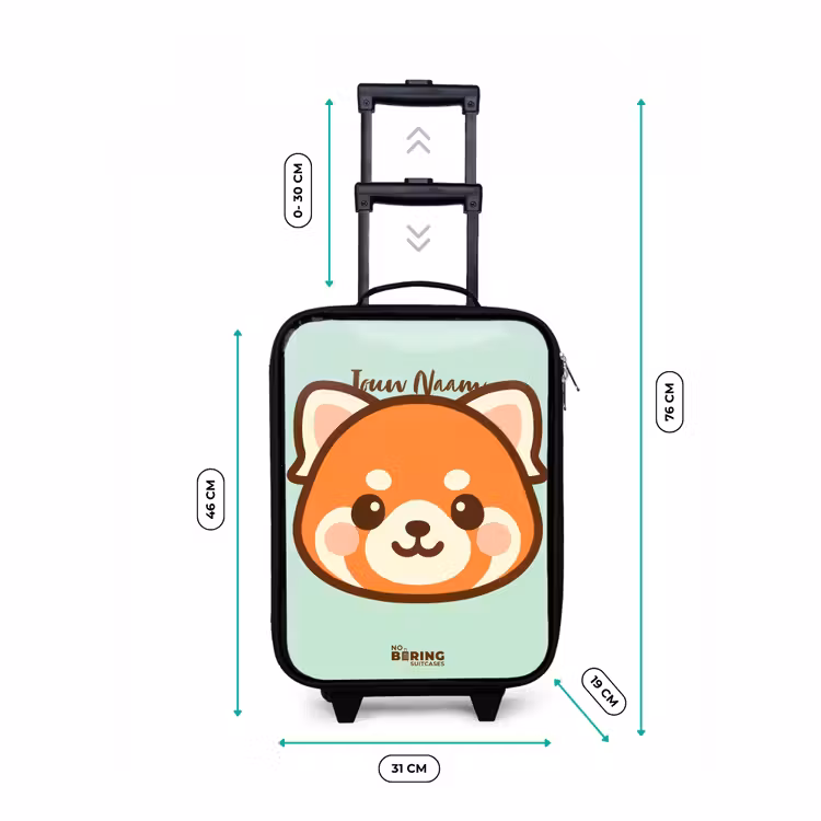 Kawai - Rode panda - Groen Kinderkoffer - Zwart klein -productfoto_formaten