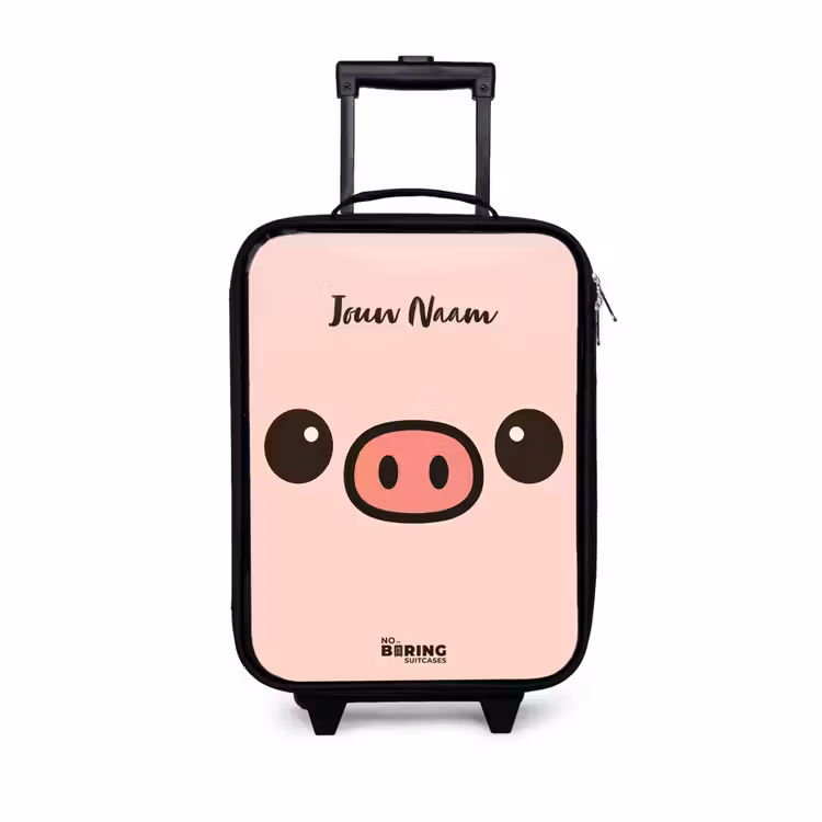 Kawai - Varken - Roze Kinderkoffer - Zwart klein -3d