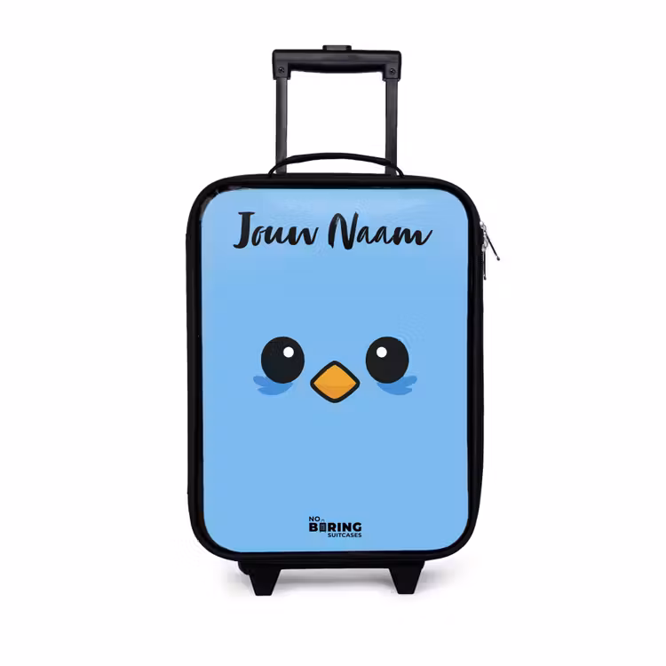 Kawai - Vogel - Blauw Kinderkoffer - Zwart klein -3d