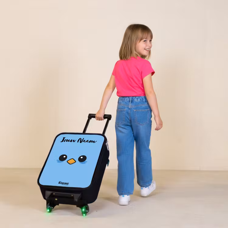 Kawai - Vogel - Blauw Kinderkoffer - Zwart klein -sfeer1