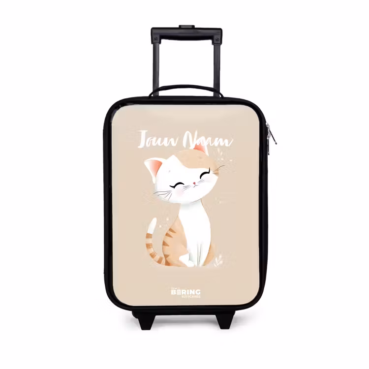 Kitten in de kleuren beige en wit Kinderkoffer - Zwart klein -3d