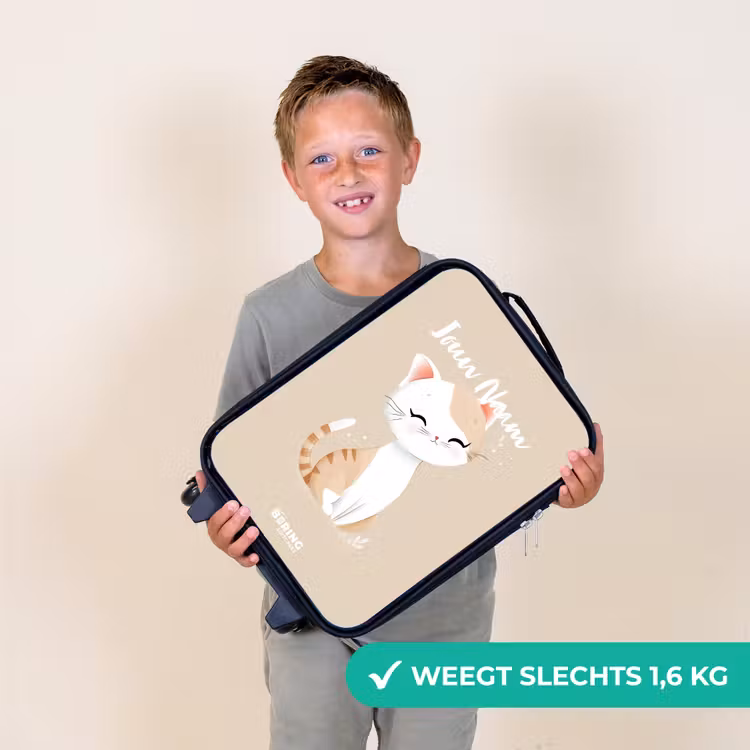 Kitten in de kleuren beige en wit Kinderkoffer - Zwart klein -sfeer4_NL
