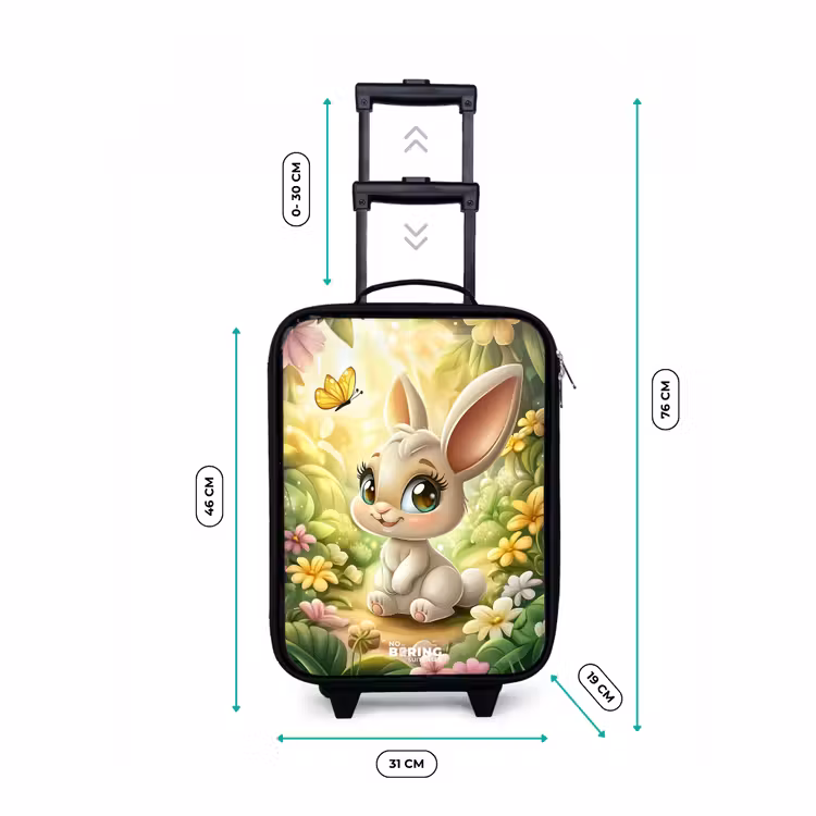 Konijn - Zonlicht - Sprookjesachtig - Vlinder Kinderkoffer - Zwart klein -productfoto_formaten