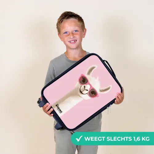 Lama - Wit - Zonnebril - Wimpers Kinderkoffer - Zwart klein -sfeer4_NL
