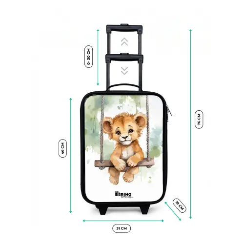 Leeuwenwelpje met schommel illustratie Kinderkoffer - Zwart klein -productfoto_formaten