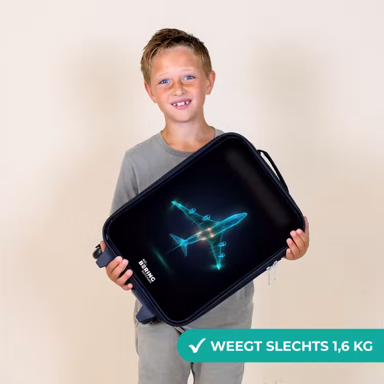 Lichtgevend vliegtuig Kinderkoffer - Zwart klein -sfeer4_NL