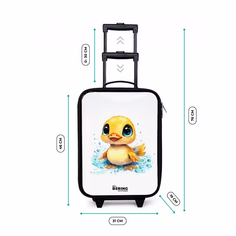 Lief eendje met blauwe ogen en waterspetters Kinderkoffer - Zwart klein -productfoto_formaten