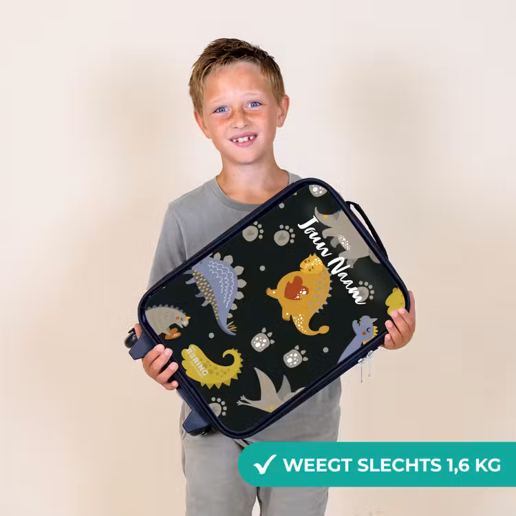 Liefdevolle dinosaurus Kinderkoffer - Zwart klein -sfeer4_NL