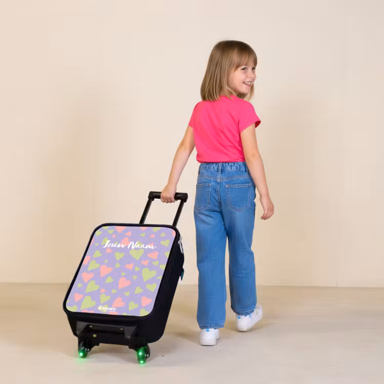 Lovely lila Kinderkoffer - Zwart klein -sfeer1