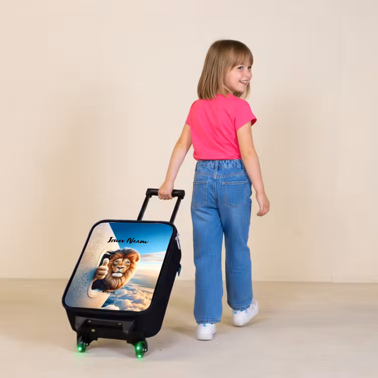 Luchtpiloot leeuw Kinderkoffer - Zwart klein -sfeer1