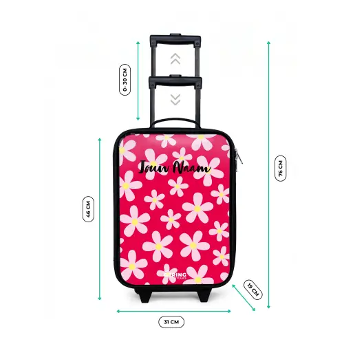 Madeliefjesmania hotpink Kinderkoffer - Zwart klein -productfoto_formaten