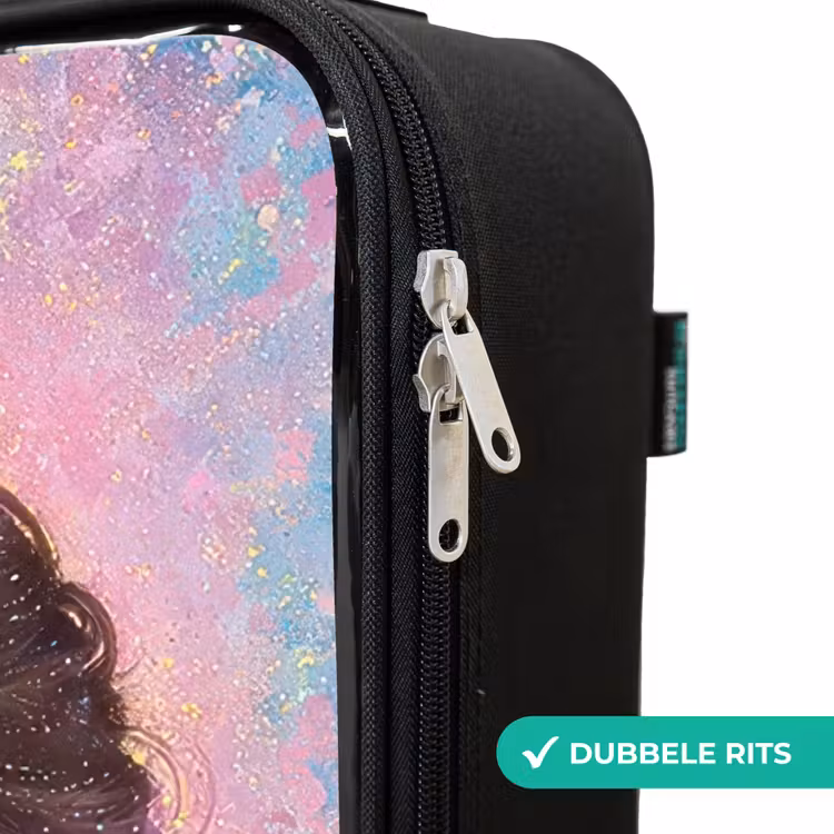 Meisje - Eenhoorn - Glitter Kinderkoffer - Zwart klein -rits_NL