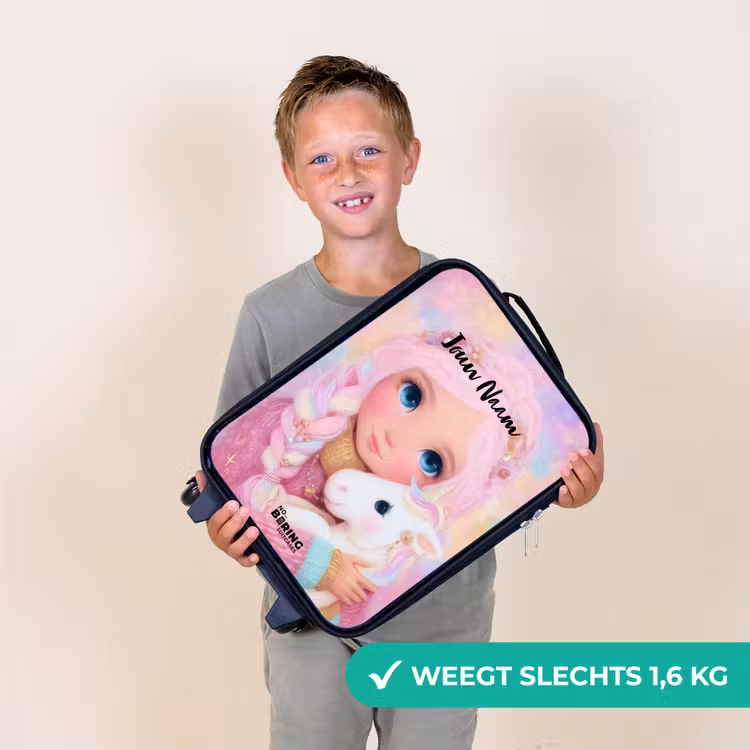 Meisje - Eenhoorn - Roze Kinderkoffer - Zwart klein -sfeer4_NL