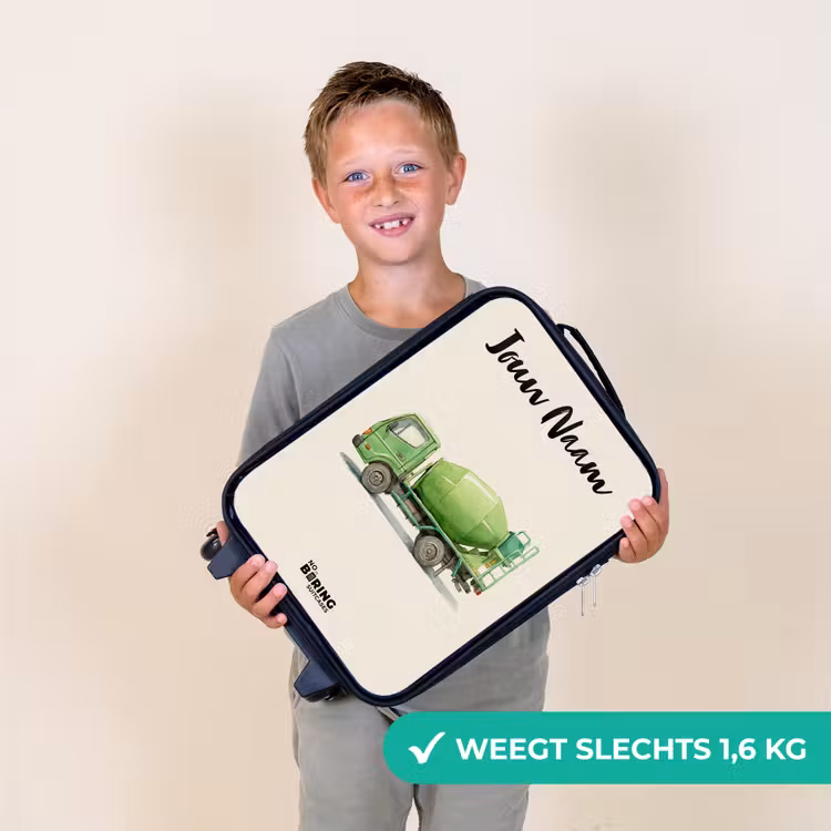 Betonmixer - Getekend - Groen Kinderkoffer - Zwart klein -sfeer4_NL
