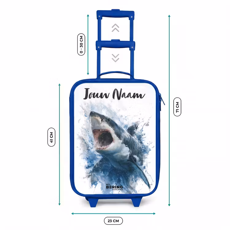 Aanvallende haai in waterverf Kinderkoffer - Blauw klein -productfoto_formaten