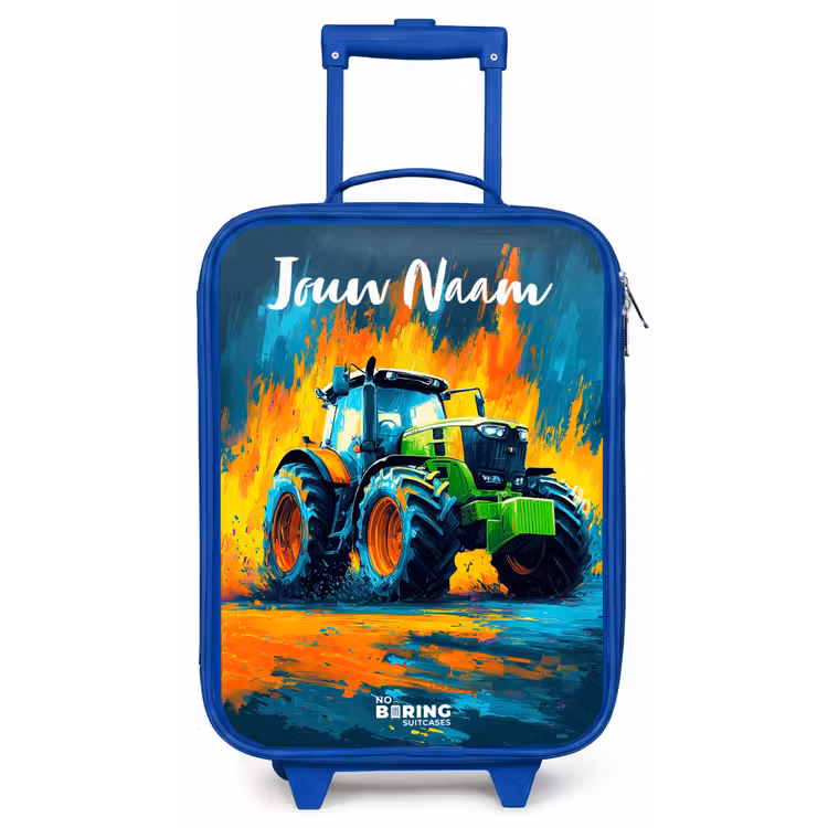 Abstract - Tractor - Groen Kinderkoffer - Blauw klein -zz3dotto