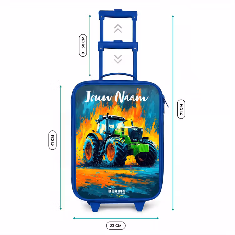 Abstract - Tractor - Groen Kinderkoffer - Blauw klein -productfoto_formaten
