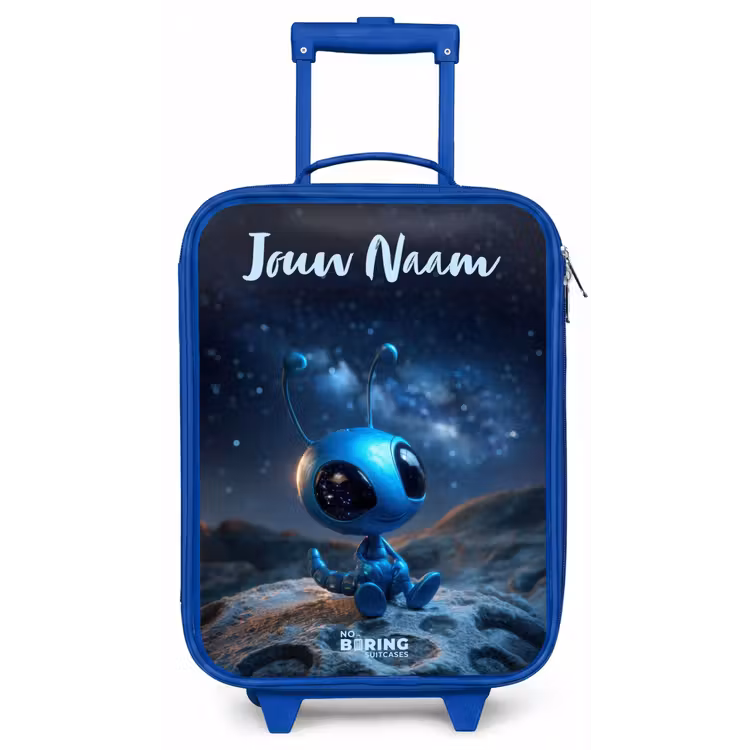 Blauw buitenaards wezentje onder sterrenhemel Kinderkoffer - Blauw klein -zz3dotto