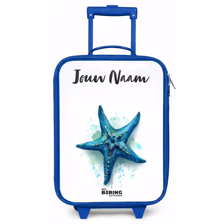 Blauwe Zeester op Witte Achtergrond Kinderkoffer - Blauw klein -zz3dotto