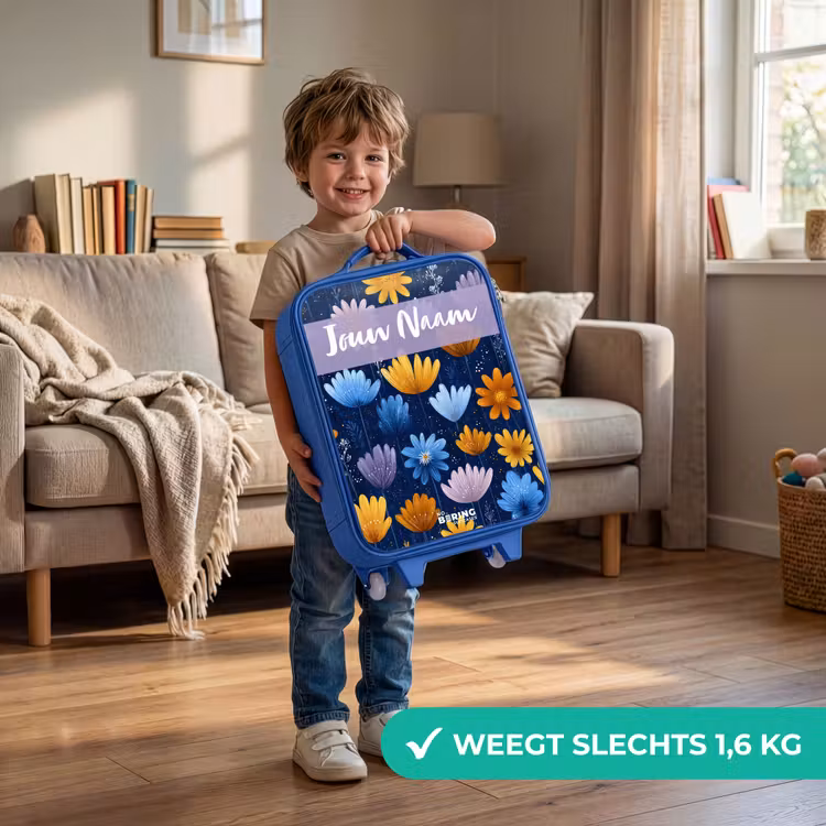 Bloemen - Patroon - Blauw Kinderkoffer - Blauw klein -sfeer2_NL
