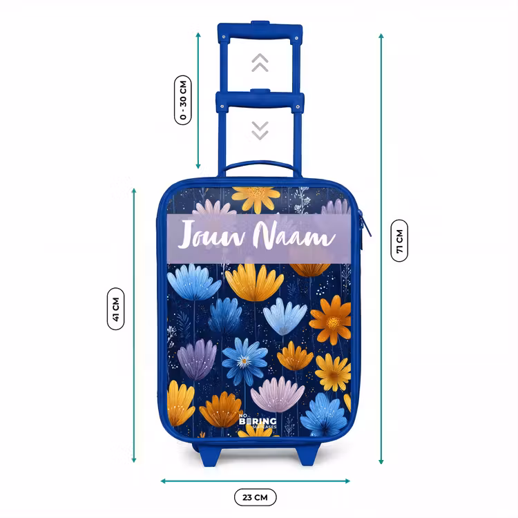 Bloemen - Patroon - Blauw Kinderkoffer - Blauw klein -productfoto_formaten