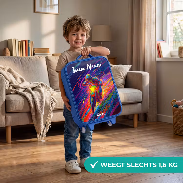 Crossmotor - Neonkleuren - Lijnen - Helm Kinderkoffer - Blauw klein -sfeer2_NL