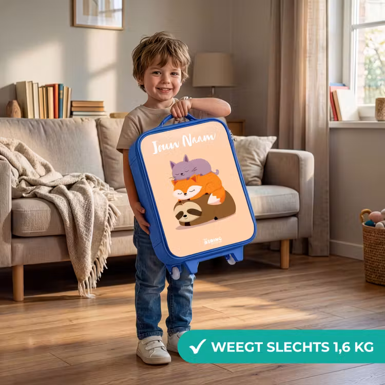 Dieren - Slapen - Samen Kinderkoffer - Blauw klein -sfeer2_NL