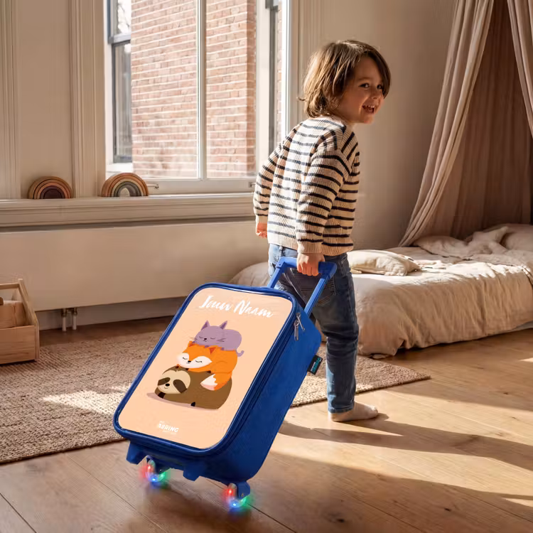 Dieren - Slapen - Samen Kinderkoffer - Blauw klein -sfeer1