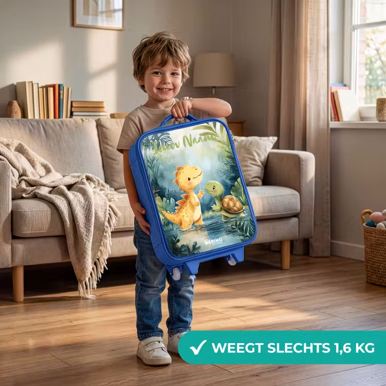 Dino - Schildpad - Jungle Kinderkoffer - Blauw klein -sfeer2_NL