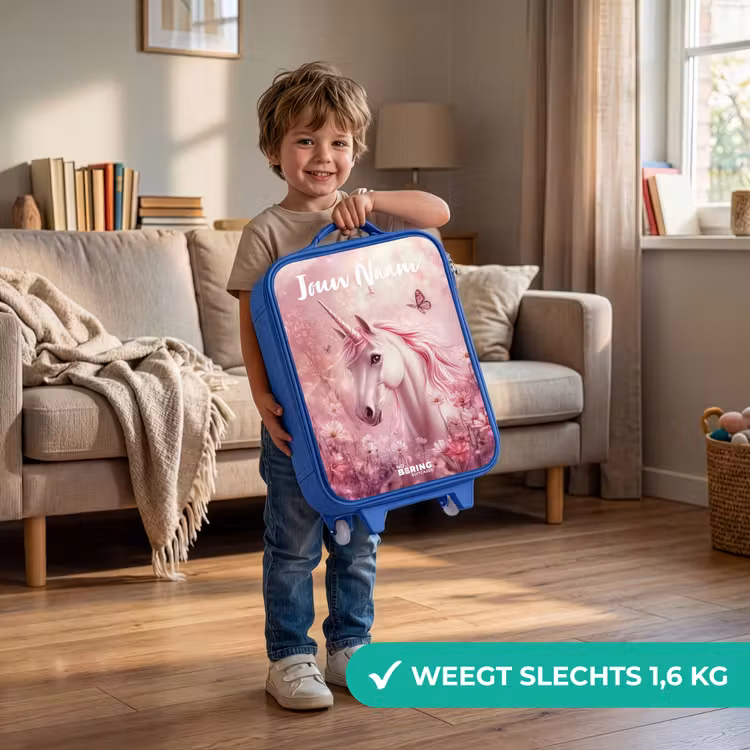 Eenhoorn - Roze - Vlinder - Bloemen Kinderkoffer - Blauw klein -sfeer2_NL