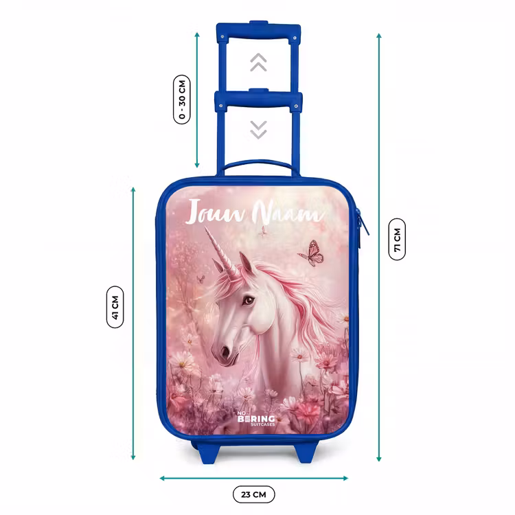Eenhoorn - Roze - Vlinder - Bloemen Kinderkoffer - Blauw klein -productfoto_formaten