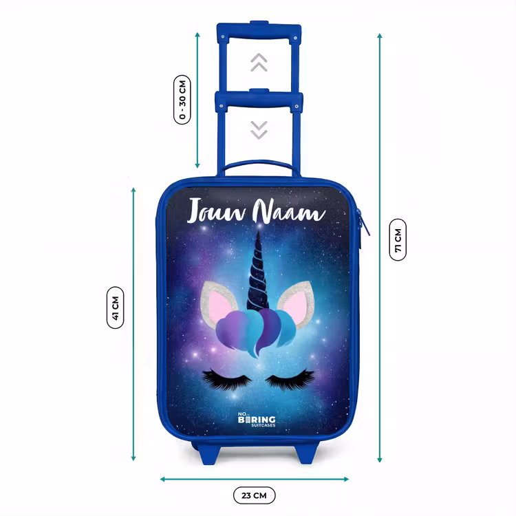 Eenhoorn - Sterren - Blauw Kinderkoffer - Blauw klein -productfoto_formaten